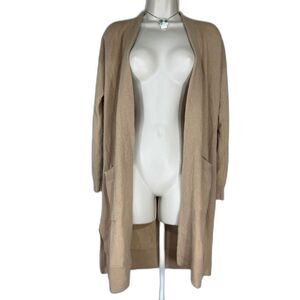 Halogen Cardigan Sweater W/S Camel Wool Cashmere Blend Open Front used no flaws